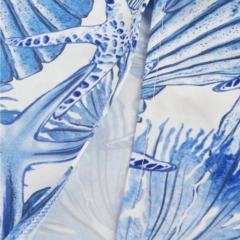 Blue Seashell Print Two-Piece Set - Crop Top & Midi Skirt - Picture 4 of 4
